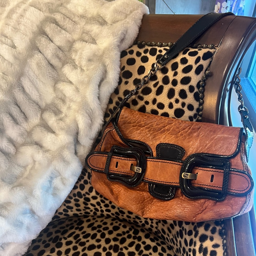 Authentic fendi vernice buckle bag